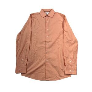 Bar III Chambray Dress Shirt Mens Small 14-14.5‎ Apricot Stretch